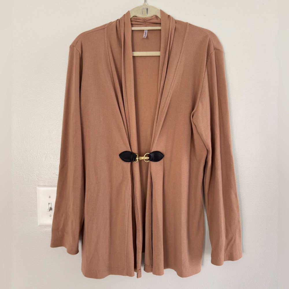 Open Front Cardigan with Black and Gold Clasp